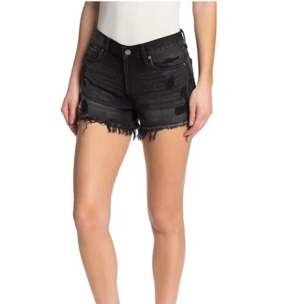 Blank NYC Shorts Womens 26 Washed Black Distressed Denim Mid Rise Button Fly NWT - Picture 11 of 16